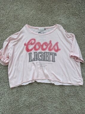 The Laundry Room Pink 'Coors Light' Graphic Crop Top